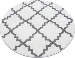  Dywany Łuszczów Dywan SKETCH koło - F343 biało/szara koniczyna marokańska trellis, koło 100 cm
