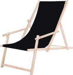  Springos Leżak plażowy z podłokietnikami z czarnym materiałem UNIWERSALNY