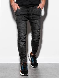  Ombre Spodnie męskie jeansowe joggery P907 - czarne L (14660-5) - 14660-5