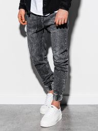  Ombre Spodnie męskie jeansowe joggery P907 - szare XL