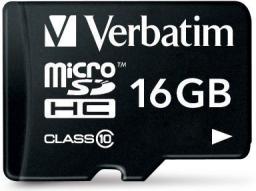 Karta Verbatim Premium MicroSDHC 16 GB Class 10 UHS-I/U1  (44082)