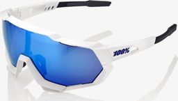  100% Okulary 100% SPEEDTRAP Matte White - HiPER Blue Multilayer Mirror Lens (Szkła Niebieskie Lustrzane Wielowarstwowe, przepuszczalność światła 13% + Szkła Przeźroczyste, przepuszczalność światła 93%) (NEW) uniwersalny