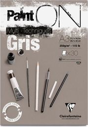 Clairefontaine Clairefontaine blok klejony Paint On Gris, A3, 30 ark. 250g uniw