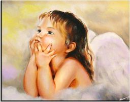  GO-BI Obraz Anioły ręcznie malowany 50x70cm uniwersalny