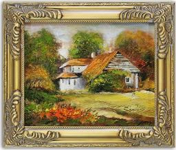  GO-BI Obraz Dworki, mlyny, chaty, ręcznie malowany 27x32cm uniwersalny