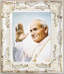  GO-BI Obraz - Papież Jan Paweł II - olejny, ręcznie malowany 27x32cm uniwersalny