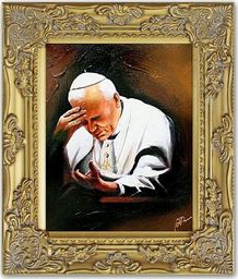  GO-BI Obraz - Papież Jan Paweł II - olejny, ręcznie malowany 27x32cm uniwersalny