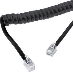  InLine InLine Kabel spiralny słuchawki, RJ10 4P4C M / M, czarny, max. 4m