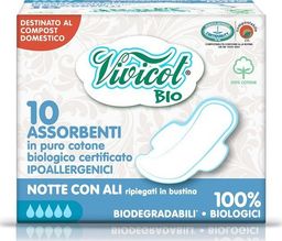  Vivicot Vivicot Biodegradowalne podpaski na noc ze skrzydełkami - 10 sztuk