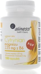  Aliness Aliness Cytrynian magnezu 125 mg z witaminą B6 (P-5-P) - 100 kapsułek