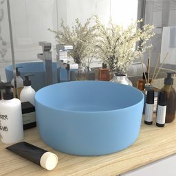 Umywalka vidaXL Luksusowa, okrągła umywalka, matowy błękit, 40x15 cm, ceramika