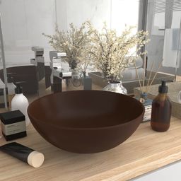 Umywalka vidaXL Umywalka łazienkowa, ceramiczna, ciemnobrązowa, okrągła