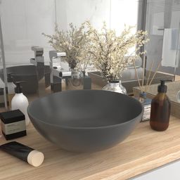 Umywalka vidaXL Umywalka łazienkowa, ceramiczna, ciemnoszara, okrągła