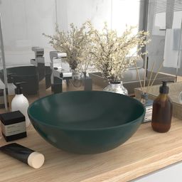 Umywalka vidaXL Umywalka łazienkowa, ceramiczna, ciemnozielona, okrągła