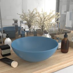 Umywalka vidaXL Umywalka łazienkowa, ceramiczna, jasnoniebieska, okrągła