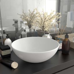 Umywalka vidaXL Umywalka łazienkowa ceramiczna okrągła matowa biel 