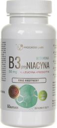  Progress Labs Progress Labs Niacyna Witamina B3 (PP) 50 mg + Inulina - 60 kapsułek