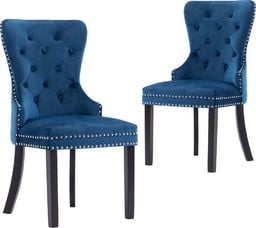  vidaXL Krzesła stołowe, 2 szt., niebieskie, obite aksamitem
