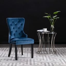  vidaXL Krzesła stołowe, 6 szt., niebieskie, aksamitne