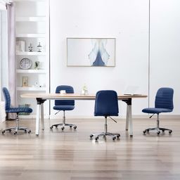  vidaXL Krzesła stołowe, 4 szt., niebieskie, tapicerowane tkaniną