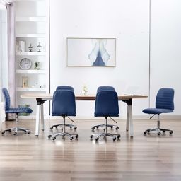  vidaXL Krzesła stołowe, 6 szt., niebieskie, tapicerowane tkaniną
