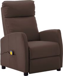  vidaXL Rozkładany fotel masujący, brązowy, ekoskóra (289725) - 289725