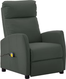  vidaXL Rozkładany fotel masujący, szary, ekoskóra