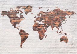  DecoNest Fototapeta - Mapa świata: Ceglany mur - 300X210