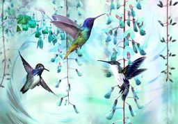 DecoNest Fototapeta - Latające kolibry (zielony) - 300X210