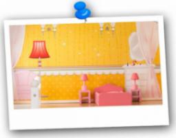 Ricokids Drewniany domek dla lalek duży 3-piętrowy + meble + taras (7830)