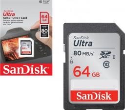Karta SanDisk Ultra SDXC 64 GB Class 10 UHS-I/U1  (SDSDUN4-064G-GN6IN)
