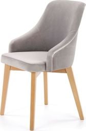  Selsey Krzesło tapicerowane Berlas szary velvet - dąb miodowy