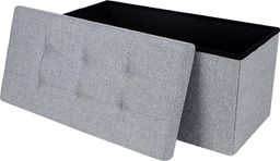 Selsey Kufer Louta 76x38 cm szary tapicerowany z pikowanym siedziskiem
