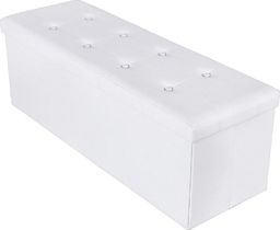 Selsey Kufer Louta 110x38 cm biały tapicerowany z pikowanym siedziskiem
