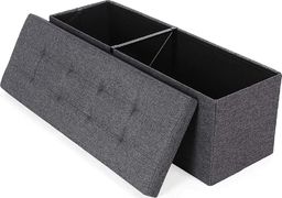 Selsey Kufer Louta 110x38 cm grafitowy tapicerowany z pikowanym siedziskiem
