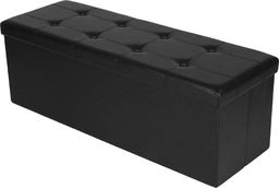 Selsey Kufer Louta 110x38 cm czarny tapicerowany z pikowanym siedziskiem