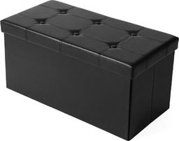 Selsey Kufer Louta 76x38 cm czarny tapicerowany z pikowanym siedziskiem