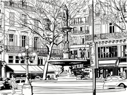  DecoNest Fototapeta - Sketch of parisian fountain - 250X193
