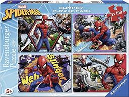  Ravensburger Ravensburger - Puzzle 4 x 100 elementów Bumper Pack, Spiderman (6914)