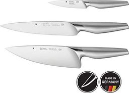 WMF 3-częściowy zestaw noży WMF Chef's Edition, specjalna stal ostrza, kute noże 3, drewniane pudełko, nóż kuchenny
