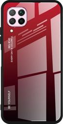 Hurtel Gradient Glass etui pokrowiec nakładka ze szkła hartowanego Huawei P40 Lite / Nova 7i / Nova 6 SE czarno-czerwony