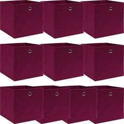  vidaXL 10 pudełek z pokrywami, ciemnoczerwone, 32x32x32 cm, tkanina