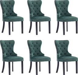  vidaXL Krzesła stołowe, 6 szt., ciemnozielone, aksamitne
