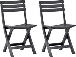  vidaXL Składane krzesła ogrodowe, 2 szt., plastikowe, antracytowe