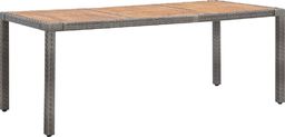  vidaXL Stół ogrodowy, szary, 190x90x75 cm, rattan PE i drewno akacjowe