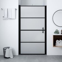  vidaXL Drzwi prysznicowe, hartowane szkło mrożone, 81 x 195 cm, czarne