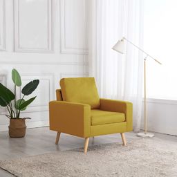  vidaXL Fotel, żółty, tapicerowany tkaniną