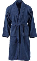 vidaXL Szlafrok unisex z frotte, 100% bawełna, granatowy, rozmiar L