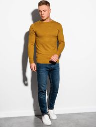 Ombre Sweter męski E177 - musztardowy L (16376-5) - 16376-5