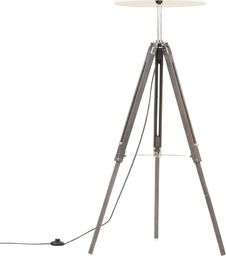 Lampa podłogowa vidaXL Lampa podłogowa na trójnogu, szaro-biała, drewno tekowe, 141 cm